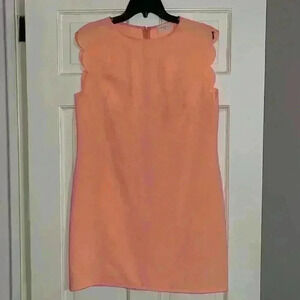 Everly peach scallop sleeve shift dress